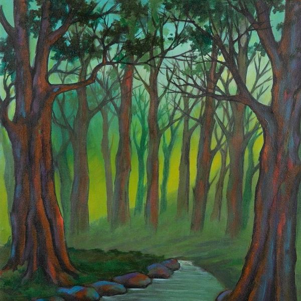 Alternate image for Inspirational Teak Forest-Themed Acrylic on Canvas Painting Sustainable Teak Forest