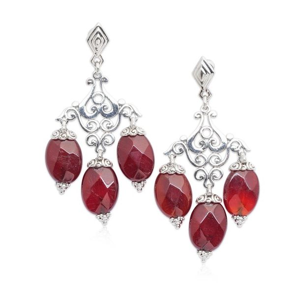 Alternate image for Checkerboard-Cut Carnelian Chandelier Earrings Made in Bali Valiant Party
