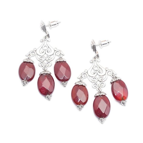 Alternate image for Checkerboard-Cut Carnelian Chandelier Earrings Made in Bali Valiant Party