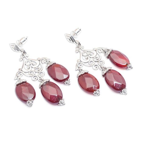 Alternate image for Checkerboard-Cut Carnelian Chandelier Earrings Made in Bali Valiant Party