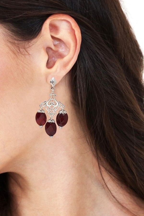 Alternate image for Checkerboard-Cut Carnelian Chandelier Earrings Made in Bali Valiant Party