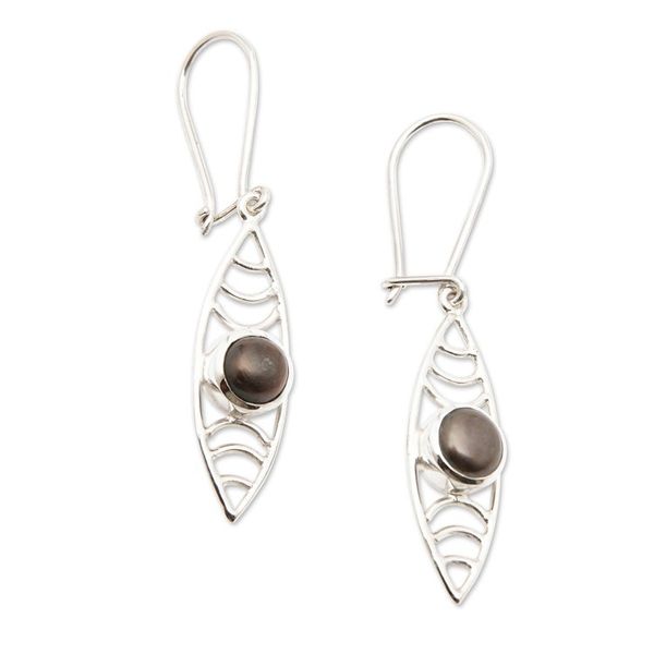 Alternate image for Sterling Silver Dangle Earrings with Black Cultured Pearls Surf Style