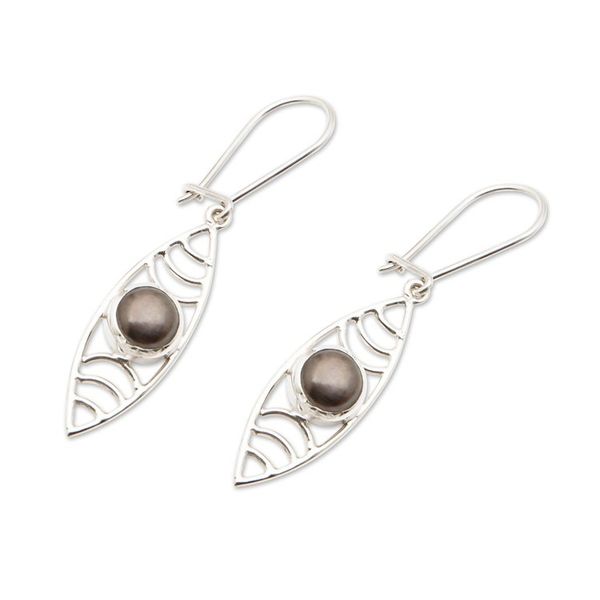 Alternate image for Sterling Silver Dangle Earrings with Black Cultured Pearls Surf Style
