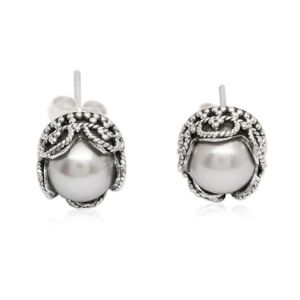 Alternate image for Classic Balinese-Made Grey Cultured Pearl Stud Earrings Pearly Manifestation