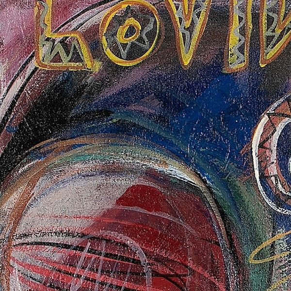 Alternate image for Expressionist Signed Mixed Media Painting of Mahatma Gandhi Loving Gandhi