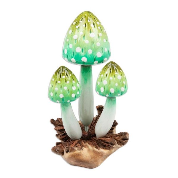 Alternate image for Green Mushroom-Themed Jempinis and Benalu Wood Sculpture Harmonious Forest