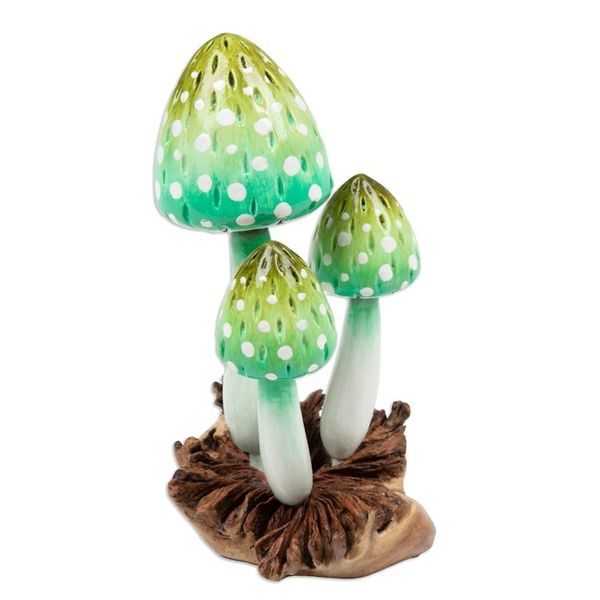 Alternate image for Green Mushroom-Themed Jempinis and Benalu Wood Sculpture Harmonious Forest