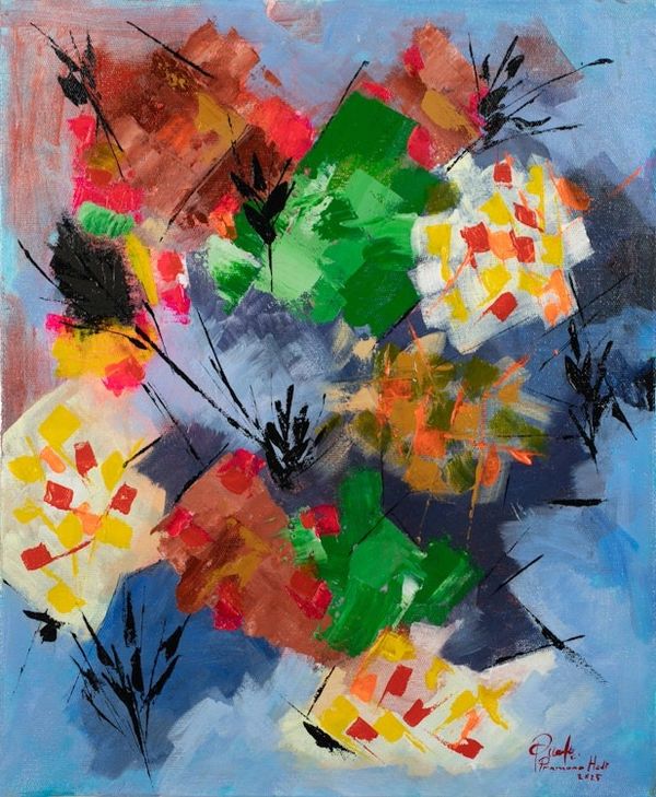 Alternate image for Abstract-Inspired Expressionist Floral Acrylic Painting Forsythia Flower