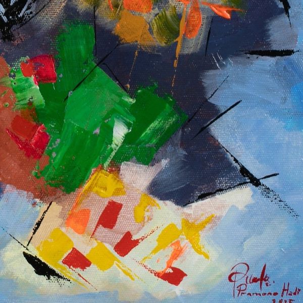 Alternate image for Abstract-Inspired Expressionist Floral Acrylic Painting Forsythia Flower