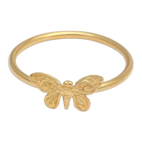 Alternate image for 18k Gold-Plated Butterfly Sterling Silver Cocktail Ring Hopeful Victories