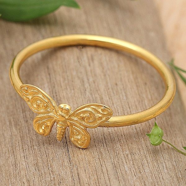 Alternate image for 18k Gold-Plated Butterfly Sterling Silver Cocktail Ring Hopeful Victories