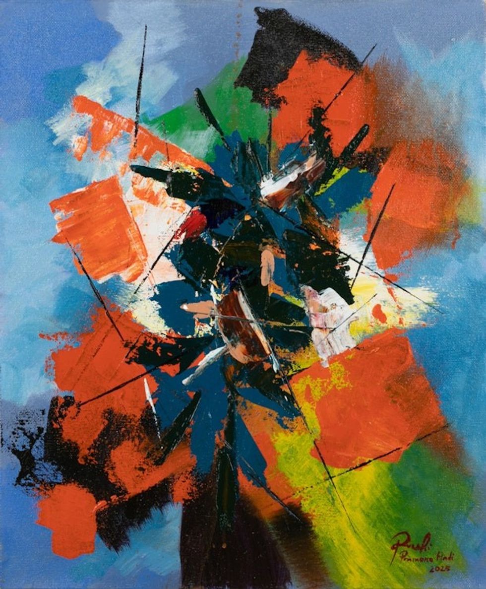Inspirational Abstract Acrylic on Canvas Painting from Java 'Back to Spirit'