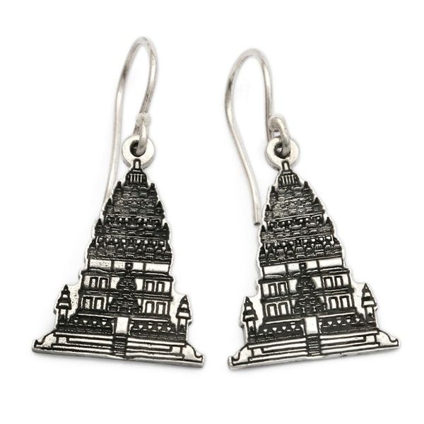 Alternate image for Balinese Besakih Hindu Temple-Themed Silver Dangle Earrings Besakih Temple