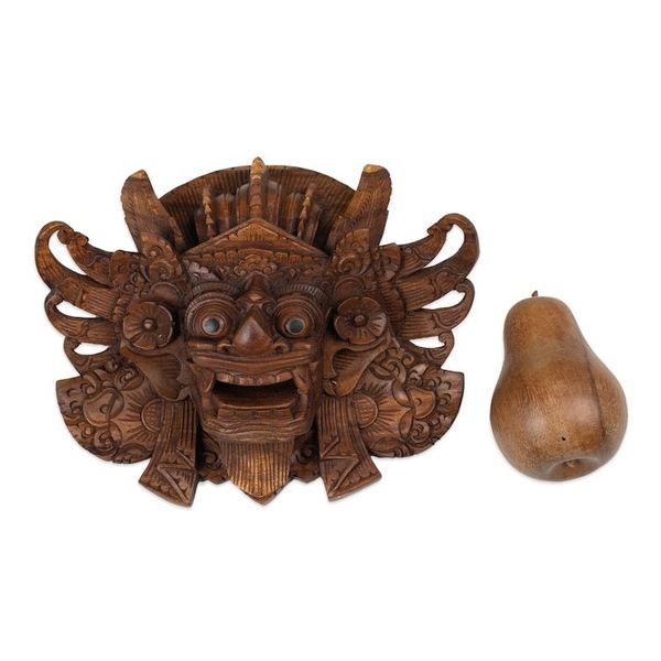 Alternate image for Traditional Hand-Carved Acacia Wood Barong Mask from Bali Balinese Fieriness