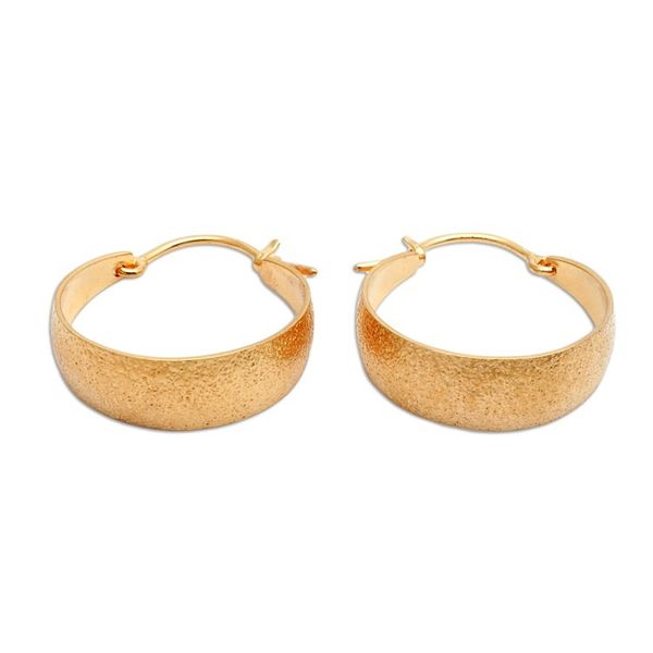 Alternate image for Brushed-Satin 18k Gold-Plated Hoop Earrings Crafted in Bali Cycle of Glory