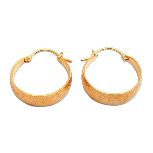 Alternate image for Brushed-Satin 18k Gold-Plated Hoop Earrings Crafted in Bali Cycle of Glory
