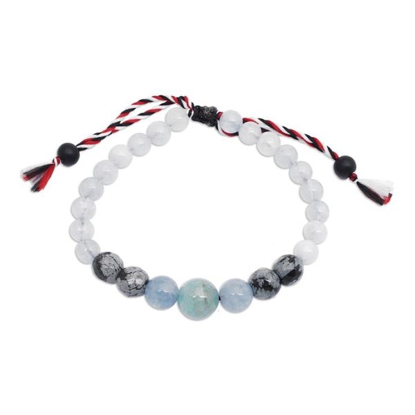 Alternate image for Aquamarine Obsidian Onyx Yoga Tridatu Mens Pendant Bracelet Tridatu Peace