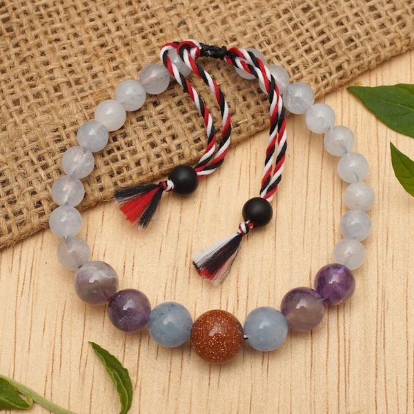 Alternate image for Adjustable Aquamarine and Amethyst Beaded Bracelet from Bali Times of Wisdom