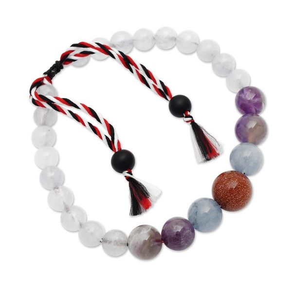 Alternate image for Adjustable Aquamarine and Amethyst Beaded Bracelet from Bali Times of Wisdom