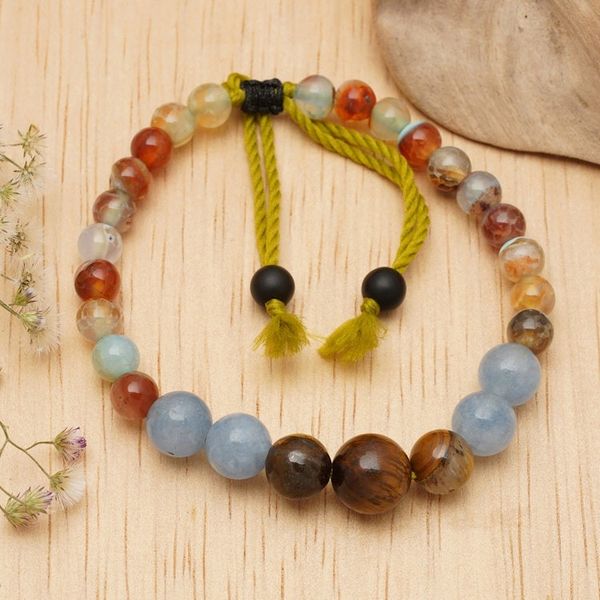 Alternate image for Handmade Multi-Gemstone Beaded Bracelet with Sliding Knot Shades of Earth