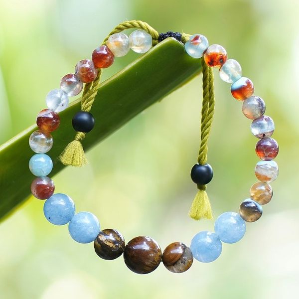 Alternate image for Handmade Multi-Gemstone Beaded Bracelet with Sliding Knot Shades of Earth