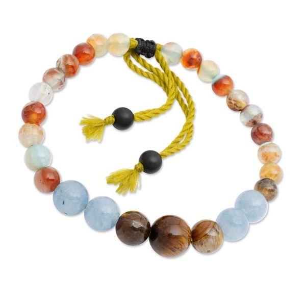 Alternate image for Handmade Multi-Gemstone Beaded Bracelet with Sliding Knot Shades of Earth