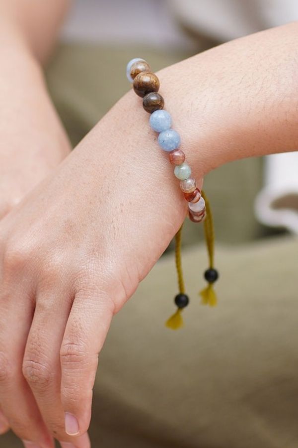 Alternate image for Handmade Multi-Gemstone Beaded Bracelet with Sliding Knot Shades of Earth