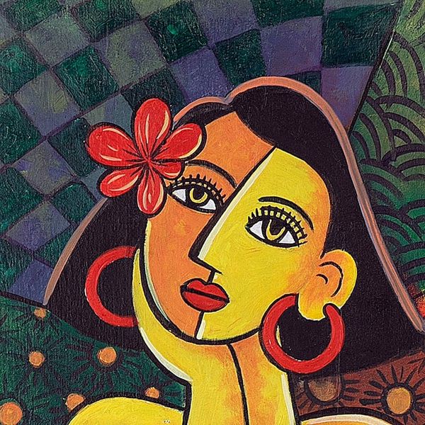 Alternate image for Expressionist Acrylic Painting of Daydreaming Woman Fantasizing