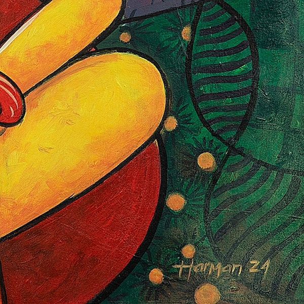 Alternate image for Expressionist Acrylic Painting of Daydreaming Woman Fantasizing