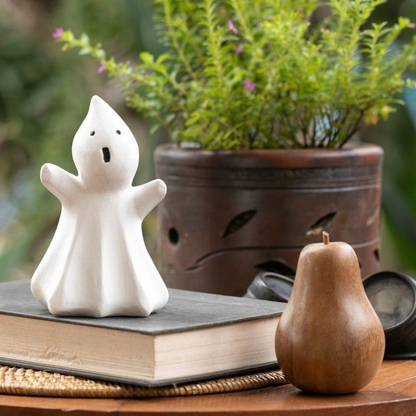 Alternate image for Halloween-Themed Albesia Wood Ghost Sculpture Little Phantom