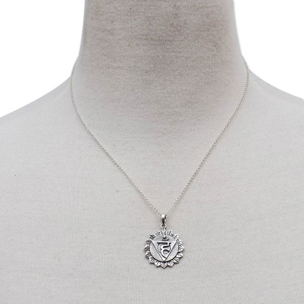 Alternate image for Spiritual Floral Sterling Silver Vishuddha Pendant Necklace Vishuddha Energy