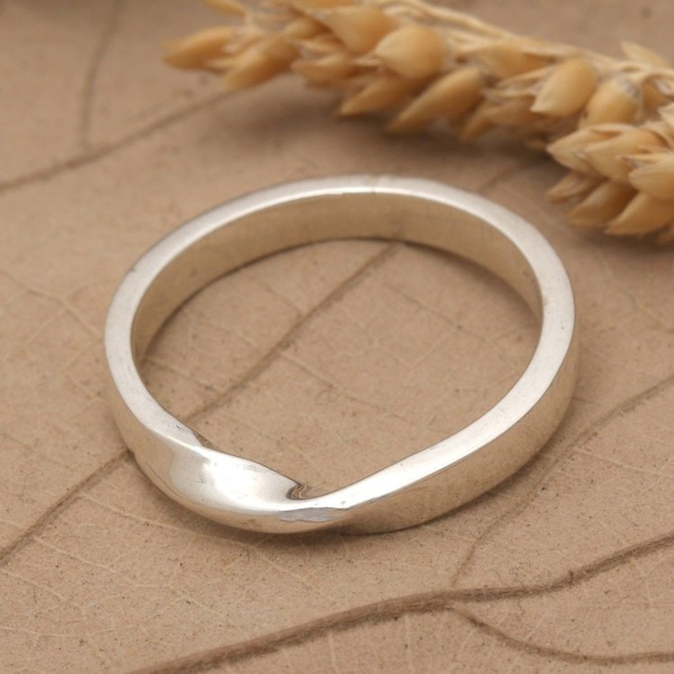 High-Polished Modern Sterling Silver Band Ring from Bali 'Twisted Finesse'