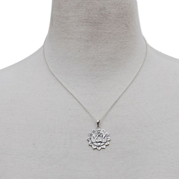 Alternate image for Spiritual Floral Sterling Silver Anahata Pendant Necklace Anahata Energy