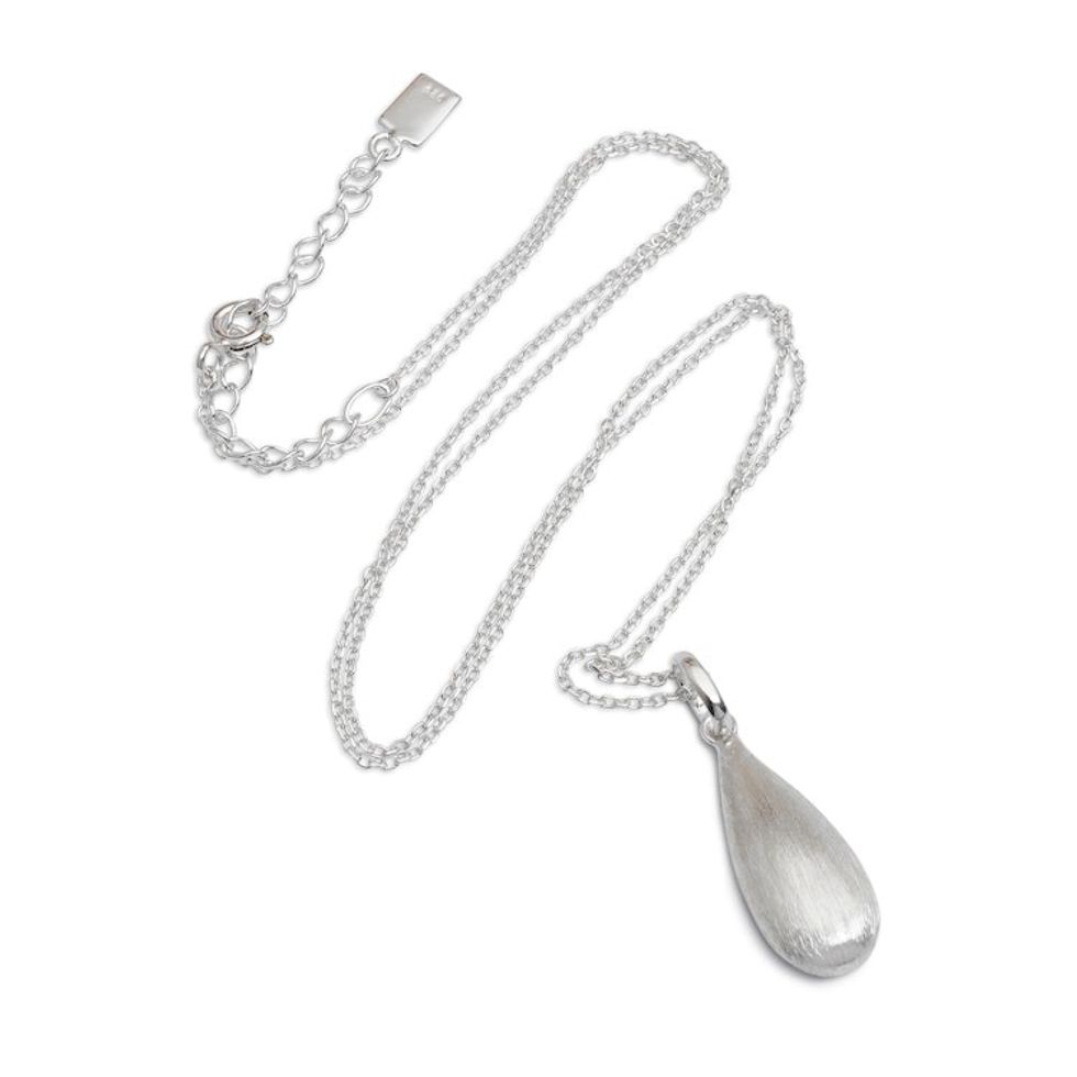 Seed-Shaped Brushed-Satin Sterling Silver Pendant Necklace 'The Immortal'