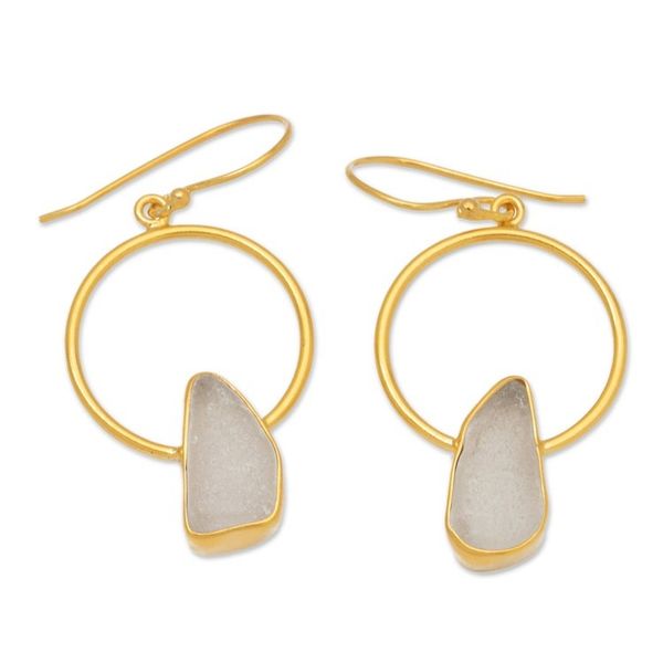 Alternate image for High-Polished 18k Gold-Plated Sea Glass Dangle Earrings Ocean Mirror