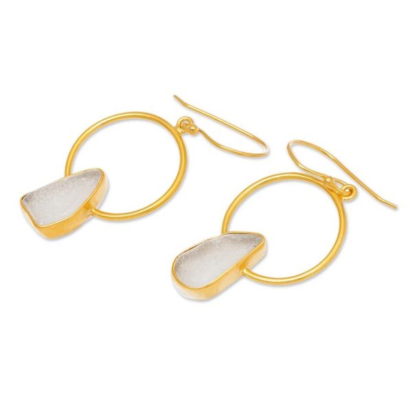 Alternate image for High-Polished 18k Gold-Plated Sea Glass Dangle Earrings Ocean Mirror