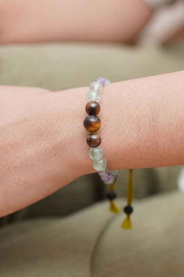 Alternate image for Balinese Handmade Fluorite and Tigers Eye Beaded Bracelet Carefree Spirit