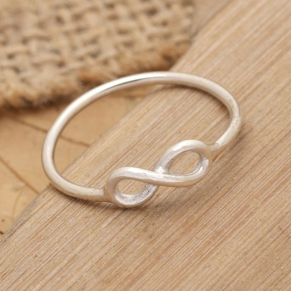 Modern High-Polished Infinity Sterling Silver Band Ring 'Future Infinity'