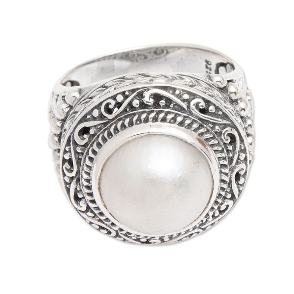 Alternate image for Sterling Silver Domed Ring with Cultured Mabe Pearl Ocean Moonlight