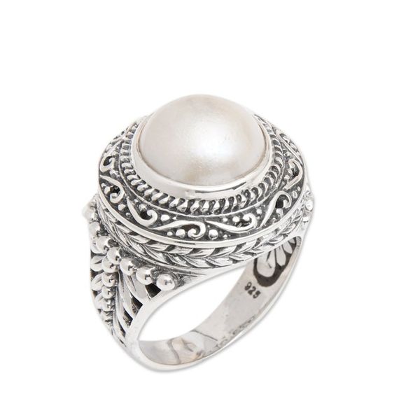 Alternate image for Sterling Silver Domed Ring with Cultured Mabe Pearl Ocean Moonlight