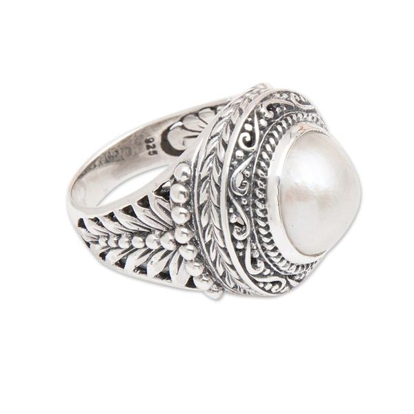 Alternate image for Sterling Silver Domed Ring with Cultured Mabe Pearl Ocean Moonlight