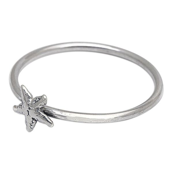Alternate image for Polished Oxidized Sterling Silver Starfish Band Ring Cute Starfish