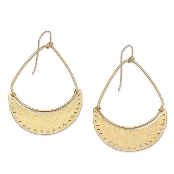Alternate image for Modern Openwork Gold-Plated Crescent-Shaped Dangle Earrings Moonlight Beauty