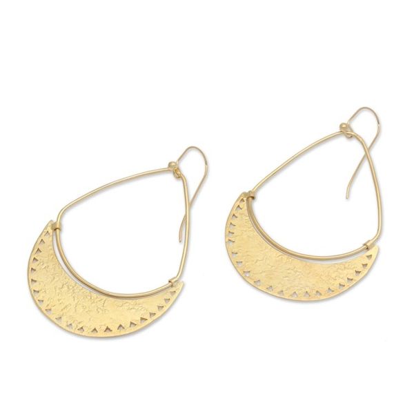 Alternate image for Modern Openwork Gold-Plated Crescent-Shaped Dangle Earrings Moonlight Beauty