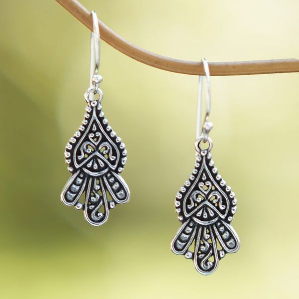 Alternate image for Classic Tropical Sterling Silver Dangle Earrings from Bali Tropical Crown