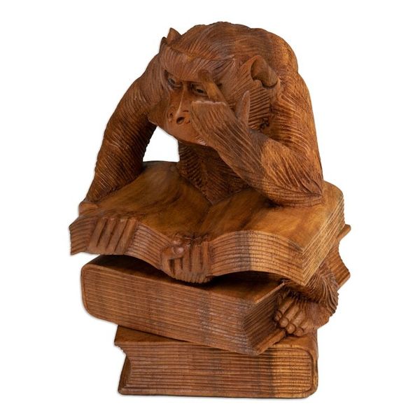 Alternate image for Hand-Carved Inspirational Suar Wood Monkey Sculpture No Limit Experience