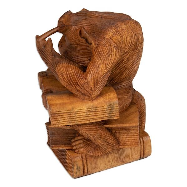 Alternate image for Hand-Carved Inspirational Suar Wood Monkey Sculpture No Limit Experience