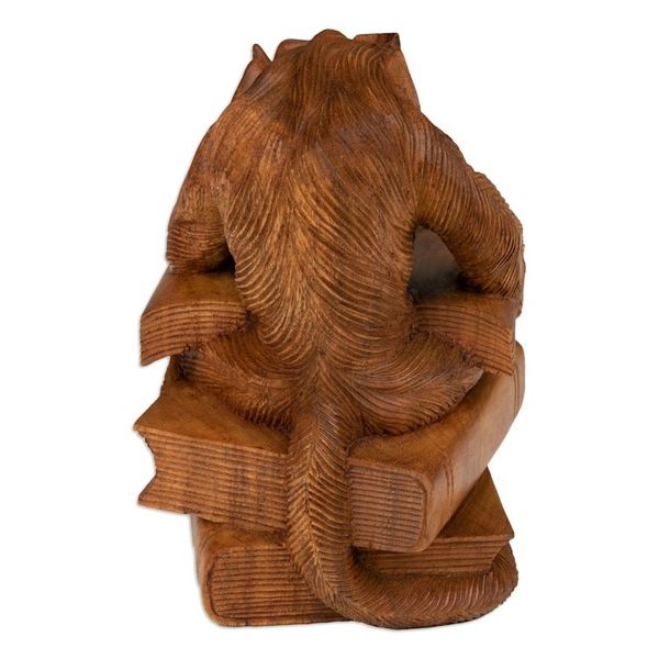 Alternate image for Hand-Carved Inspirational Suar Wood Monkey Sculpture No Limit Experience