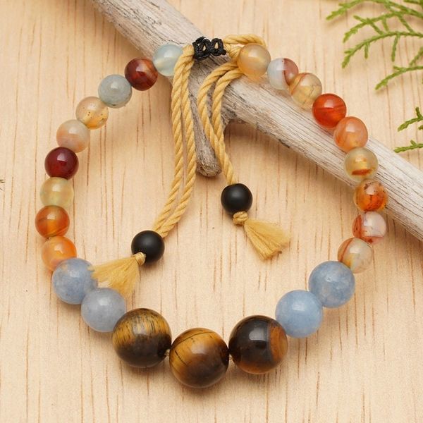 Alternate image for Adjustable Aquamarine and Tigers Eye Bracelet Made in Bali Tranquil Soul