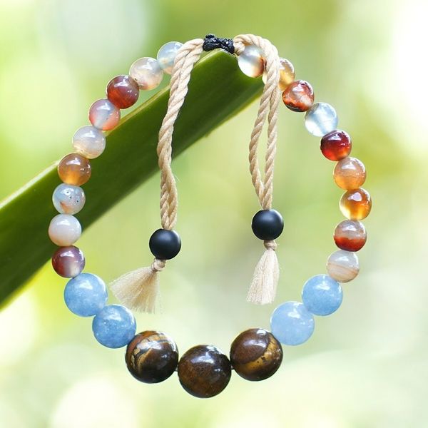 Alternate image for Adjustable Aquamarine and Tigers Eye Bracelet Made in Bali Tranquil Soul